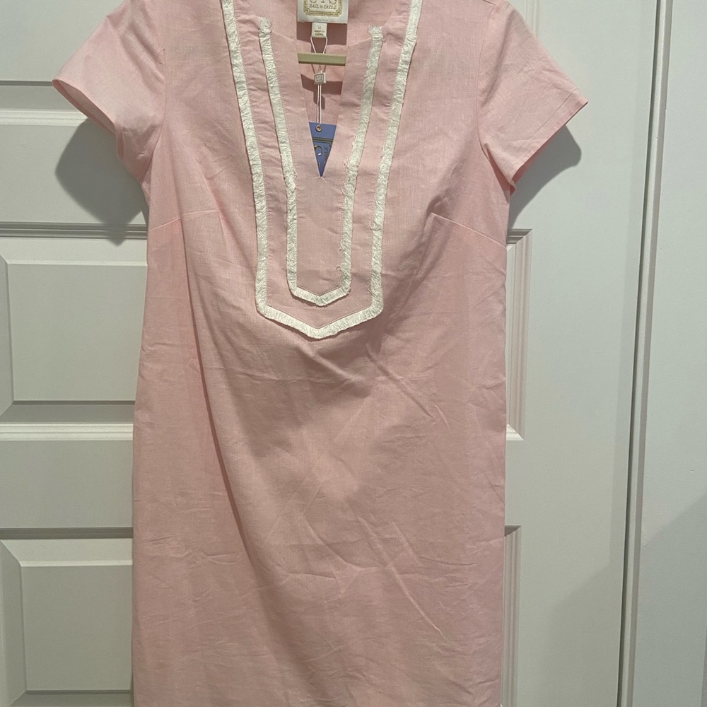 NWT Sail to Sable STRETCH LINEN SHORT SLEEVE TUNIC DRESS BLUSH